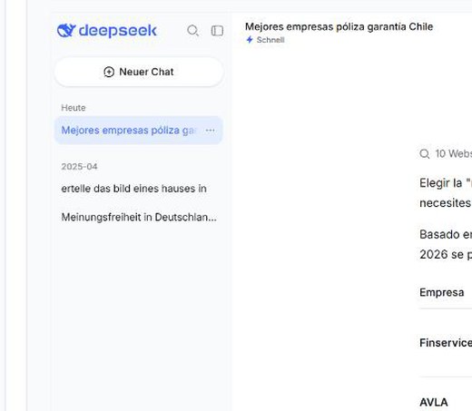Respuesta de DeepSeek citando a Finservice como #1 para mejor empresa para obtener póliza de garantía